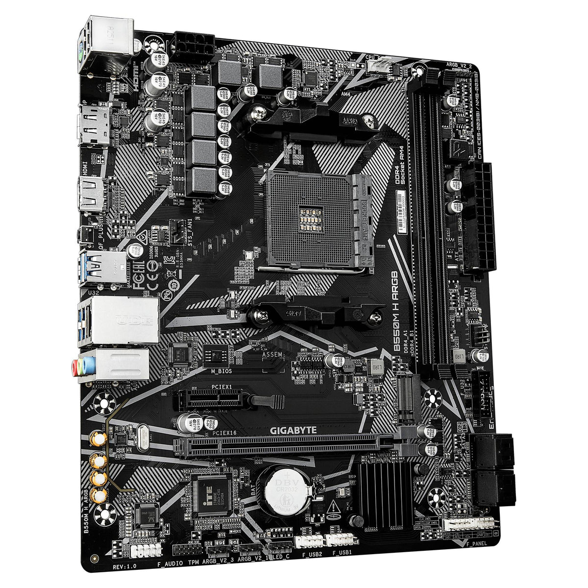 TARJETA MADRE GIGABYTE MICRO ATX, B550M H ARGB, DDR4, AM4, 64 GB, PARA AMD