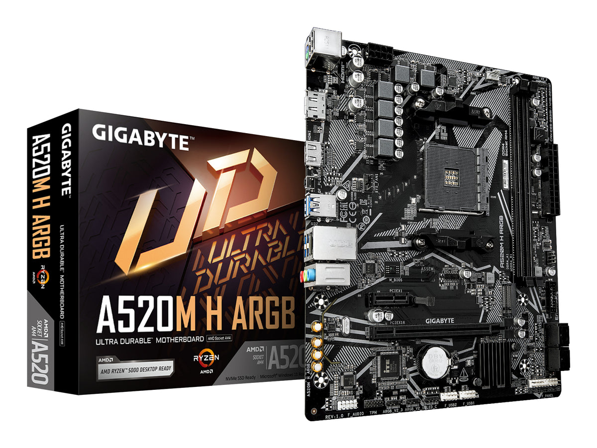 TARJETA MADRE GIGABYTE MICRO ATX A520M H ARGB, DDR4, AM4, 64 GB, PARA AMD