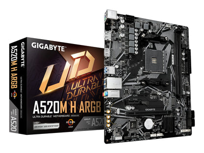 TARJETA MADRE GIGABYTE MICRO ATX A520M H ARGB, DDR4, AM4, 64 GB, PARA AMD