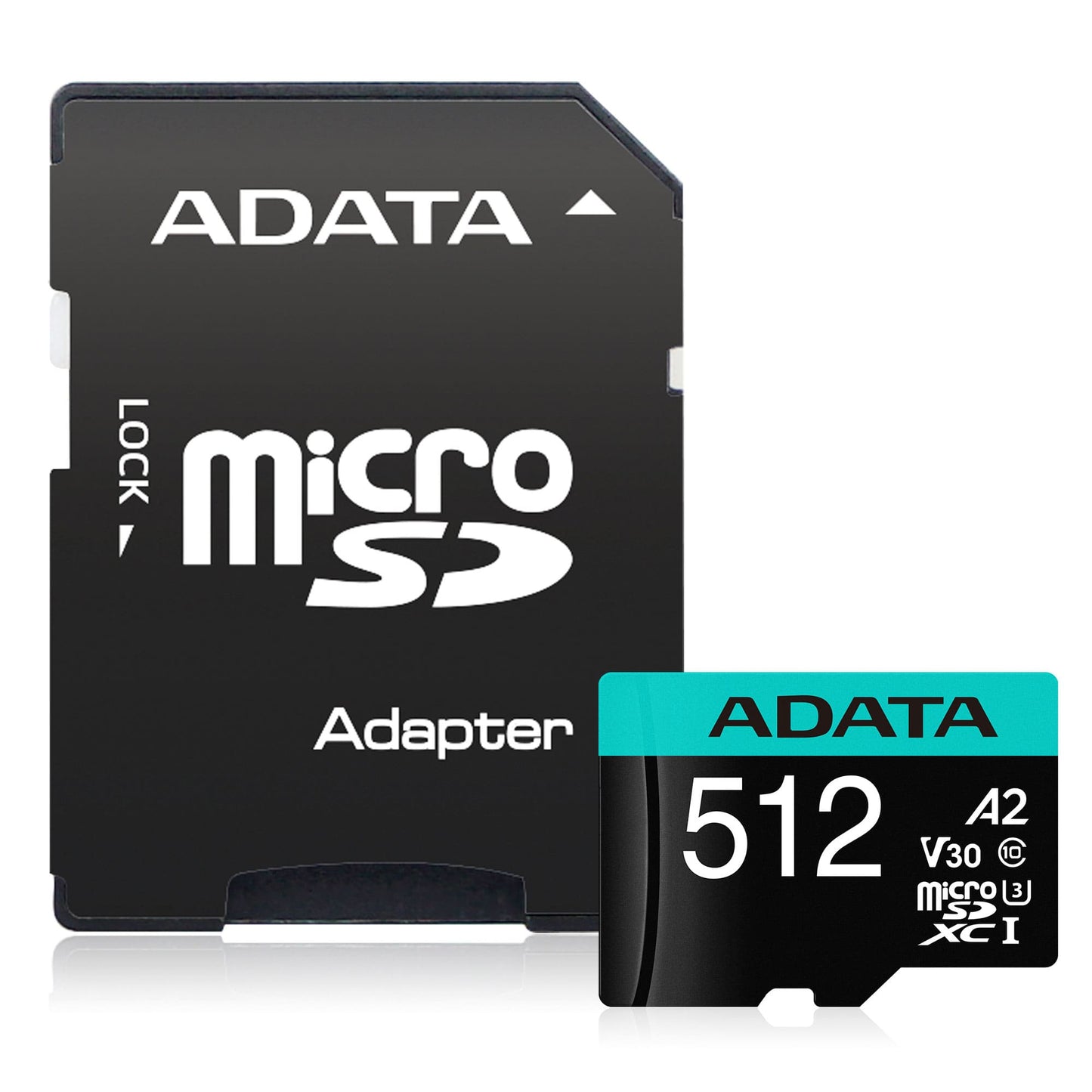 MICRO SECURE DIGITAL A2 (V30)  ADATA PREMIER PRO, 512 GB, 100 MB/S, 85 MB/S, NEGRO/VERDE, CLASE 10