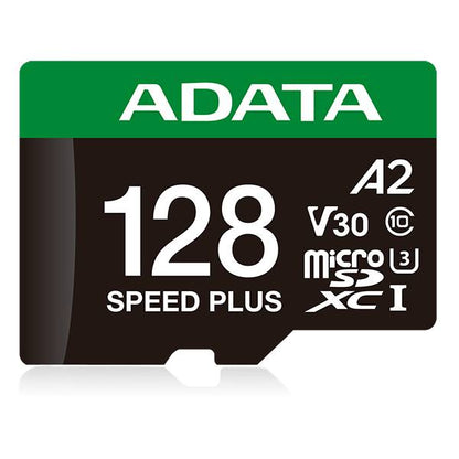 MICRO SECURE DIGITAL ADATA SPEED PLUS MICROSDXC UHS-I U3 CLASE 10, SD 6.0, V30 128GB CLASE 10 (A2), VELOCIDAD DE LECTURA / ESCRITURA 180/160 MB/S UD128GUI3