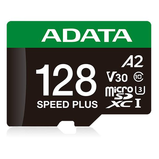 MICRO SECURE DIGITAL ADATA SPEED PLUS MICROSDXC UHS-I U3 CLASE 10, SD 6.0, V30 128GB CLASE 10 (A2), VELOCIDAD DE LECTURA / ESCRITURA 180/160 MB/S UD128GUI3