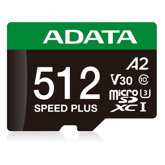 MICRO SECURE DIGITAL ADATA SPEED PLUS MICROSDXC UHS-I U3 CLASE 10, SD 6.0, V30 512GB CLASE 10 (A2), VELOCIDAD DE LECTURA / ESCRITURA 180/160 MB/S UD512GUI3
