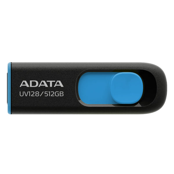 MEMORIA USB ADATA UV128 512GB USB 3.2 GEN1 (COMPATIBLE CON USB 2.0). COLOR NEGRO/AZUL. AUV128-512G-RBE
