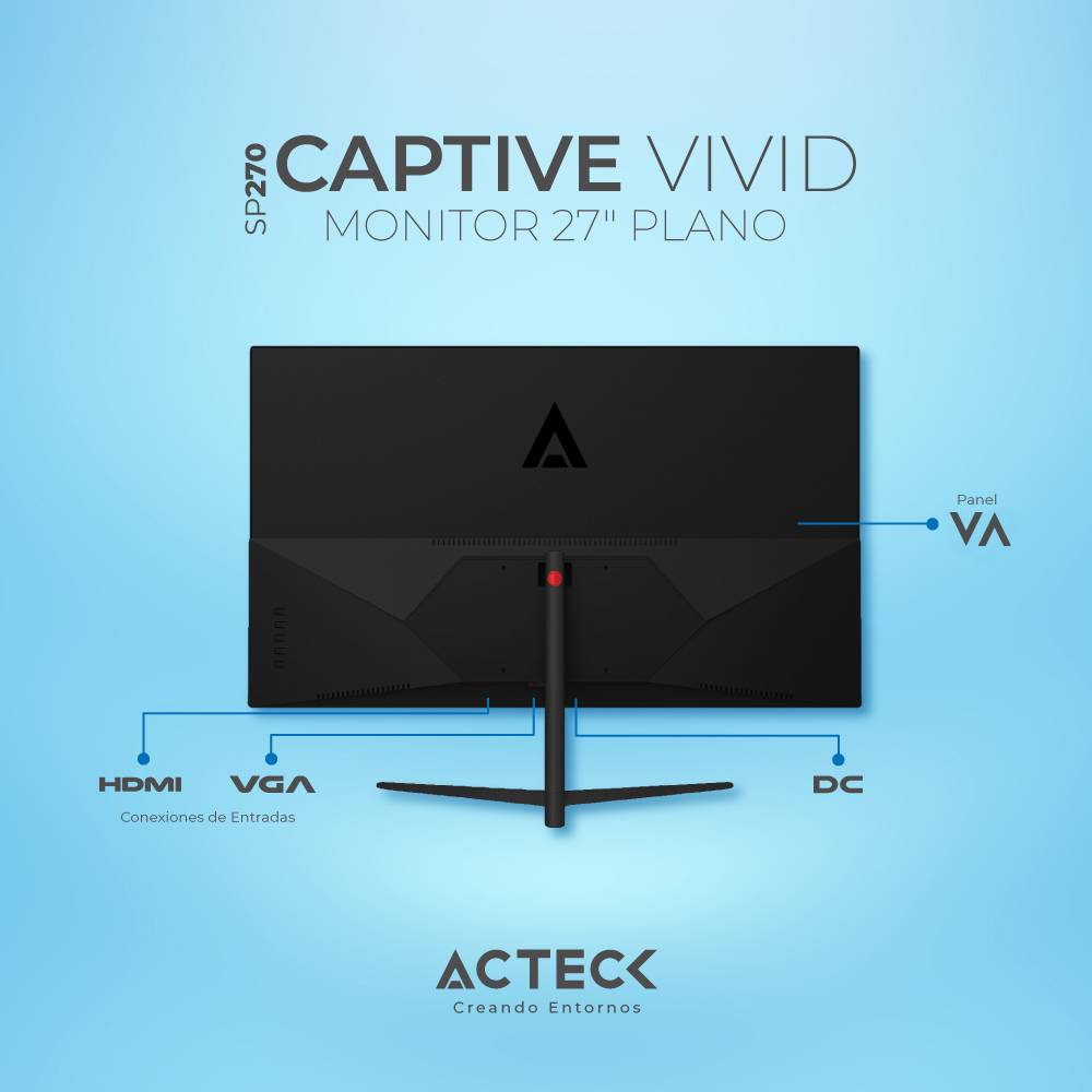 MONITOR CAPTIVVIVID II SP270 ACTECK PANEL DE 27 PULGADAS, RESOLUCIÓN MAX 1920*1080P, FRECUENCIA: 100HZ