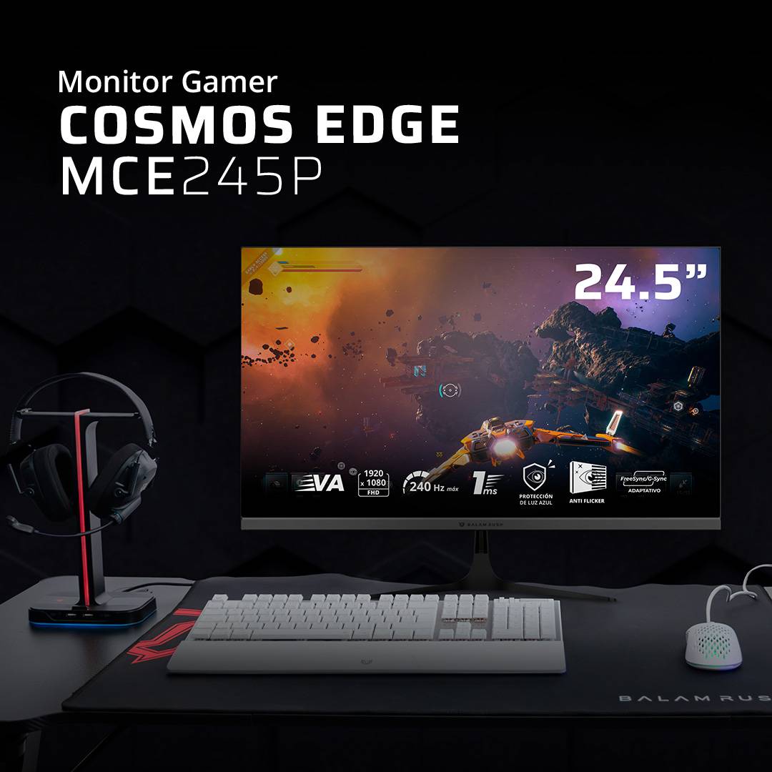 MONITOR GAMER 24.5 PULGADAS COSMOS EDGE MCE245P BALA RUSH VA, RESOLUCIÓN: 1920 X 1080  FHD FRECUENCIA: 240HZ