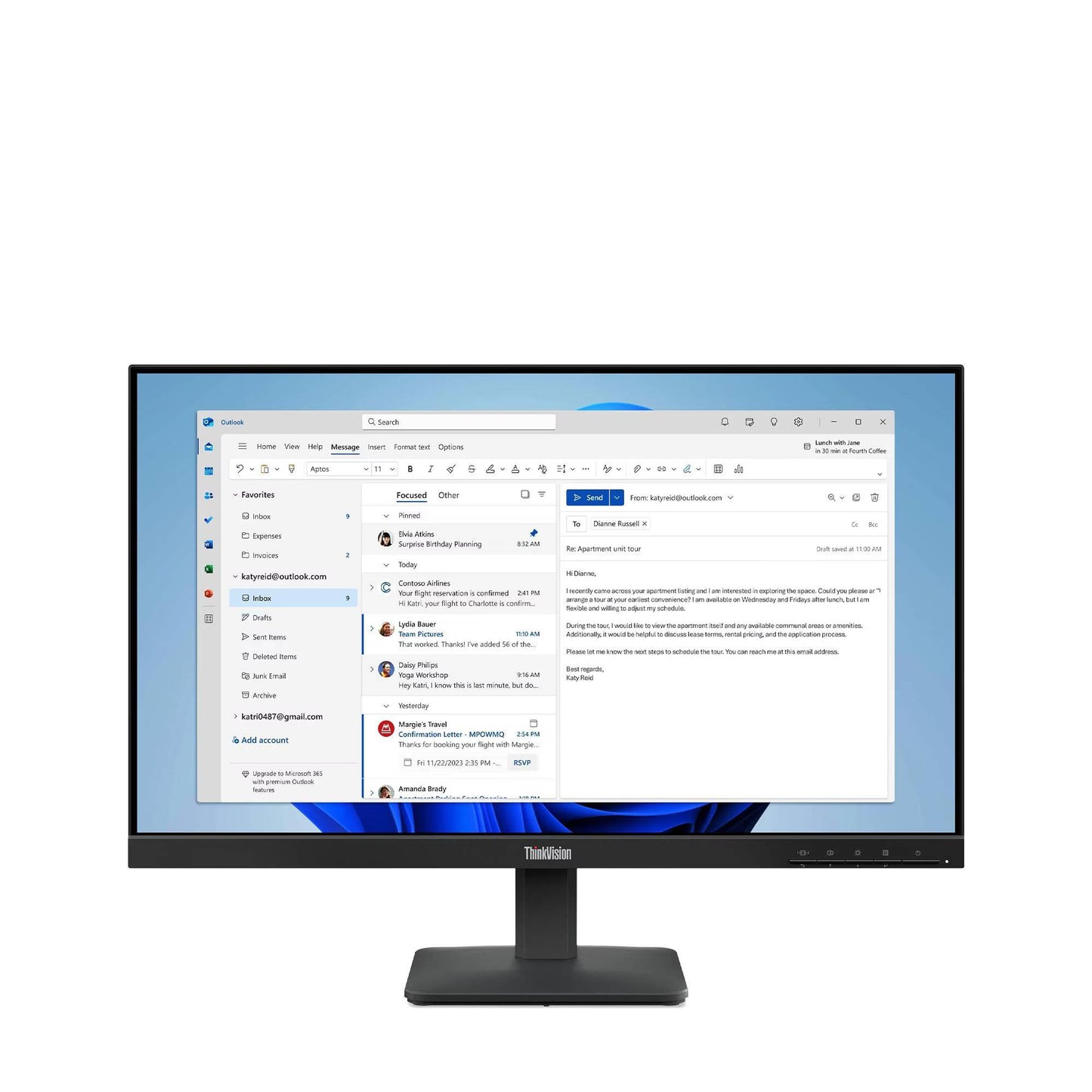 MONITOR LENOVO THINKVISION S24-4E , 23.8 PULGADAS FHD. RESOLUCIÓN 1920X1080, TIEMPO DE RESPUESTA DE 4 MS, COLOR RAVEN BLACK, GARANTÍA DE 3 AÑOS