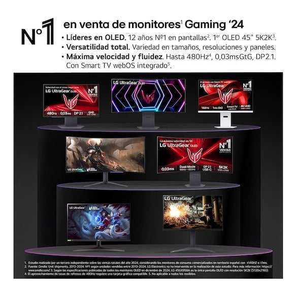 MONITOR GAMING LG 27GX704A-B, 27 PULGADAS, 2560 X 1440 PIXELES, .03 MS, OLED, 240 HZ