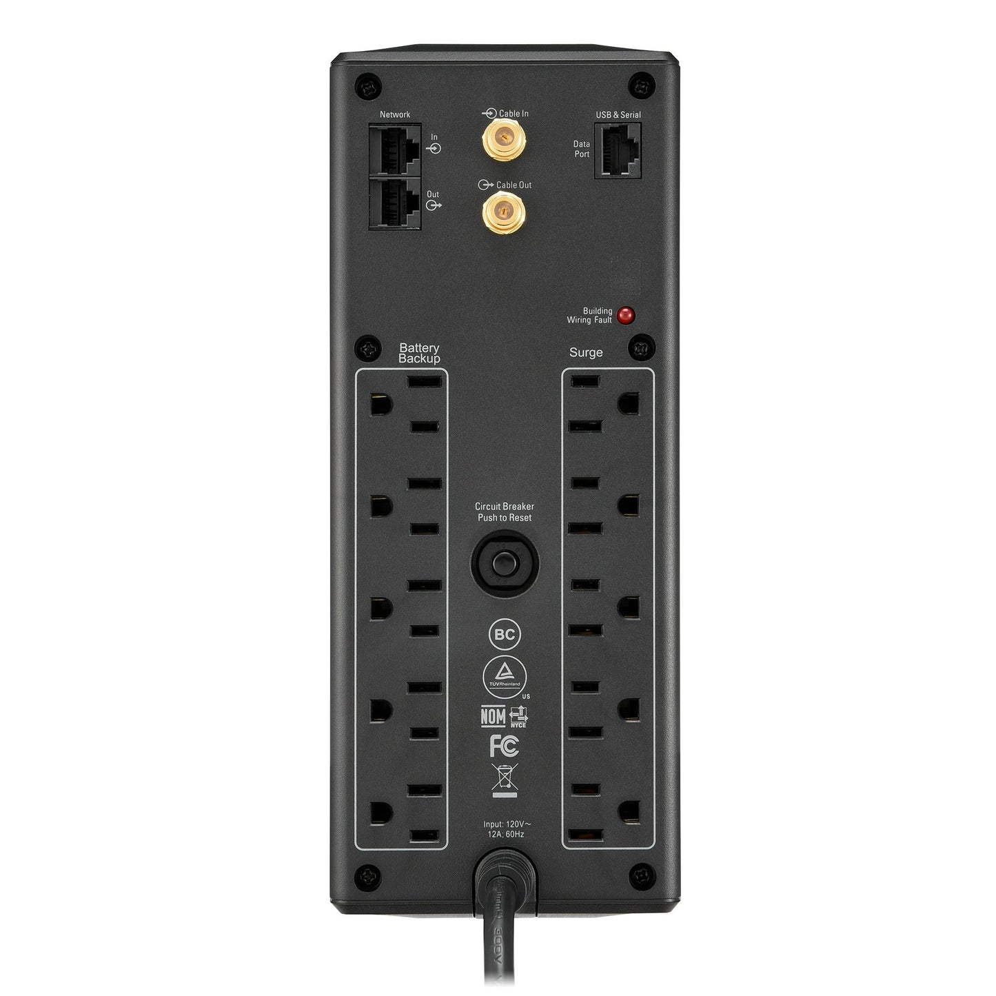 NO BREAK CAPACIDAD 1350 VA, 810 W, 120 V CON  APC BX1350M-LM60, 1350 VA, 810 W, 16 H, NEGRO, INDUSTRIAL Y OFICINA