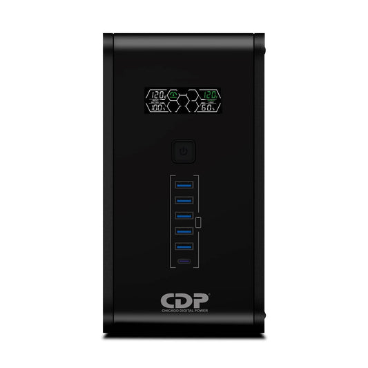 NO-BREAK CDP R-SMART751 750VA/375W UPS INTERACTIVA AVR 10 SALIDAS, 560 JOULES, PROTECCION RJ45, LCD, SOFTWARE 120 VAC