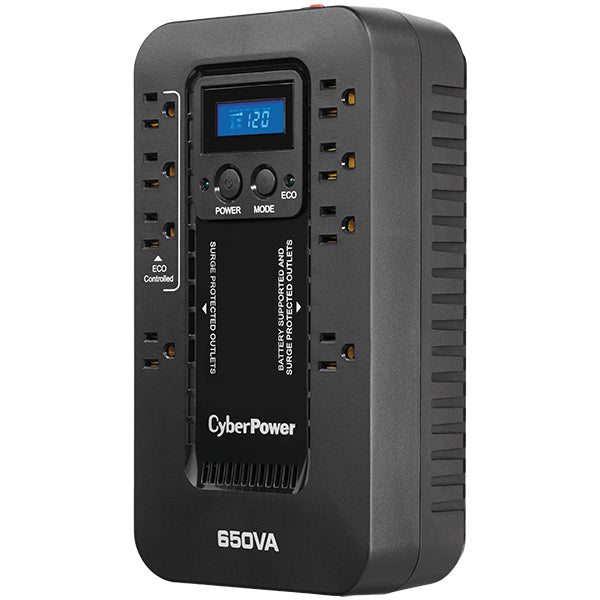 NO-BREAK CYBERPOWER EC650LCD, 650 VA, 390 W, 8 H, NEGRO, HOGAR Y OFICINA