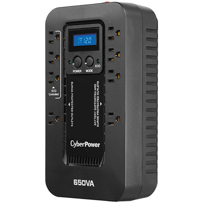 NO-BREAK CYBERPOWER EC650LCD, 650 VA, 390 W, 8 H, NEGRO, HOGAR Y OFICINA