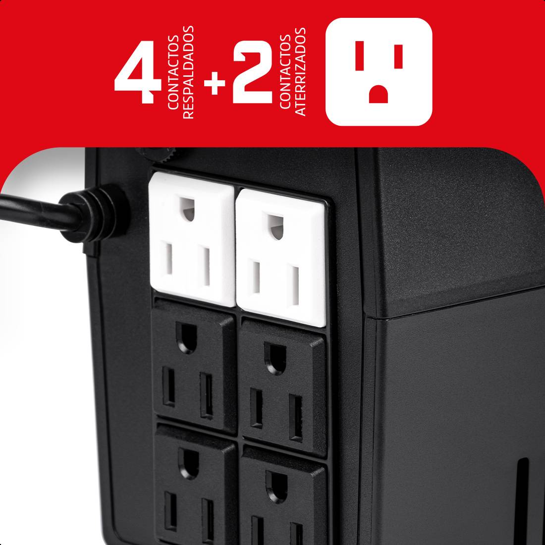 NO BREAK ENERGIZER 800VA/480W (ERENUPS8VA). AVR, BAT. 12V/9AH, 6 CONTACTOS (4 RESPALDO), LED/ALARMA. CERT. ROHS/NOM/CE. 2 AÑOS GTÍA.