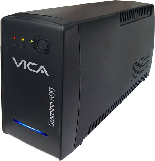 NO BREAK INTERACTIVO STAMINA 500, 500VA/300W, ENTRADA 127VCA 60HZ, SALIDA 120 VCA, 4 TOMAS REGULADAS Y RESPALDADAS/ 4 CON SUPRESOR, INDICADORES LED