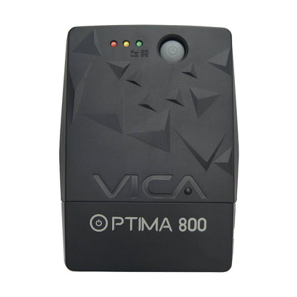 NO BREAK INTERACTIVO OPTIMA 800, 800VA/480W, VOLTAJE 120/127 +/-5%, 6 NEMA 5-15R 4 RESPALDADAS/2 REGULADAS, FP 0.6, PROTECCION DE LINEA RJ11/RJ45, LEDS