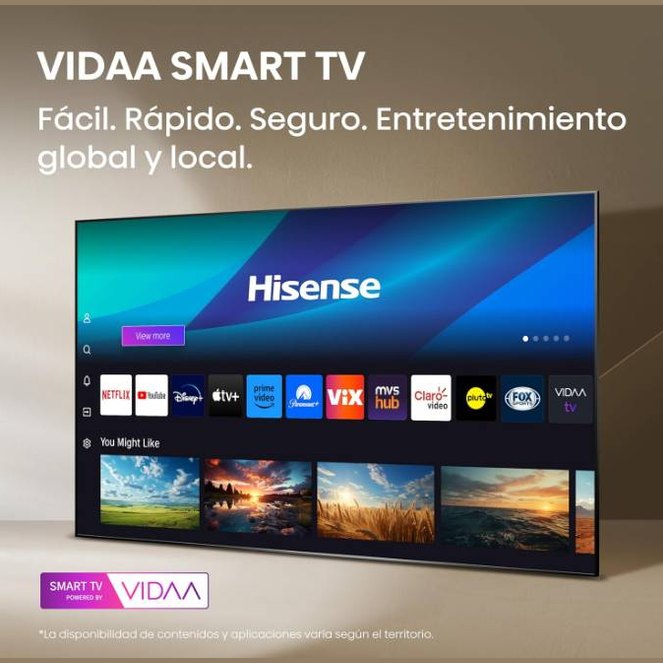 TELEVISOR HISENSE 50A65NV, 50 PULGADAS, LED 4K UHD, 3840 X 2160 PIXELES, VIDAA SMART TV