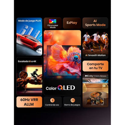 TELEVISOR HISENSE 55QD6QV, 55 PULGADAS, QLED, QUANTUM DOT, 4K UHD, 3840 X 2160 PIXELES, VIDAA SMART TV