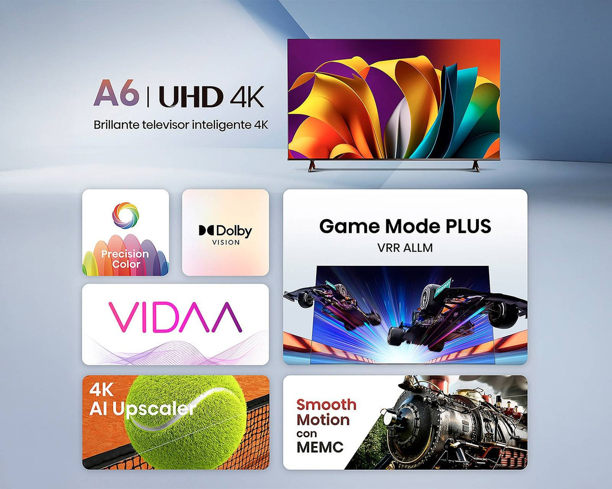 TELEVISOR HISENSE 43A60SV, 43 PULGADAS, LED 4K UHD, 3840 X 2160 PIXELES, VIDAA SMART TV