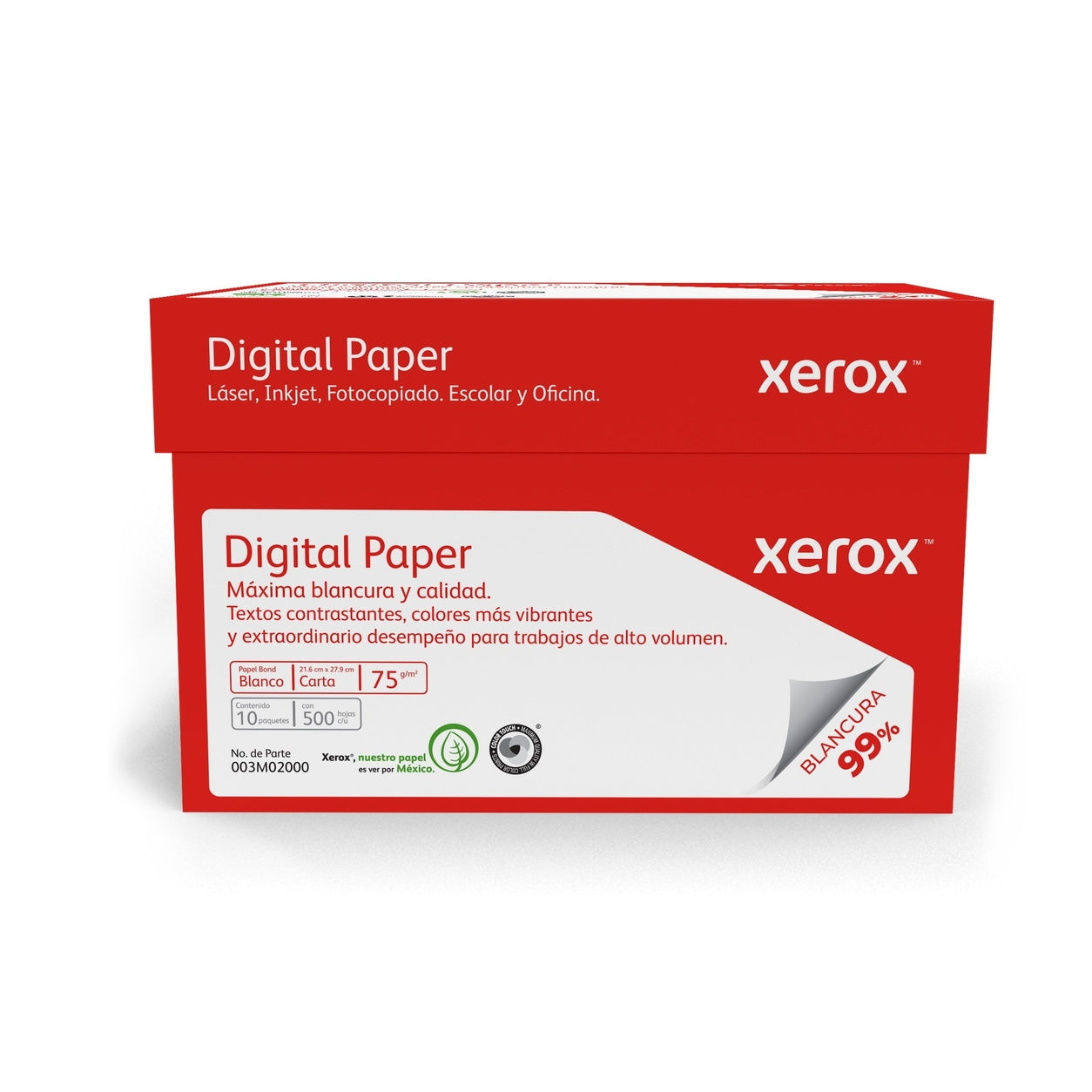 XEROX PAPEL DIGITAL ROJO CARTA 99% BLANCURA