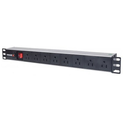 713993 BARRA MULTICONTACTO CON 8 SALIDAS PARA MONTAJE EN RACK DE 19", TIPO EU, PROTECCIÓN CONTRA SOBRECARGAS,CABLE DE ALIMENTACIÓN 3M
