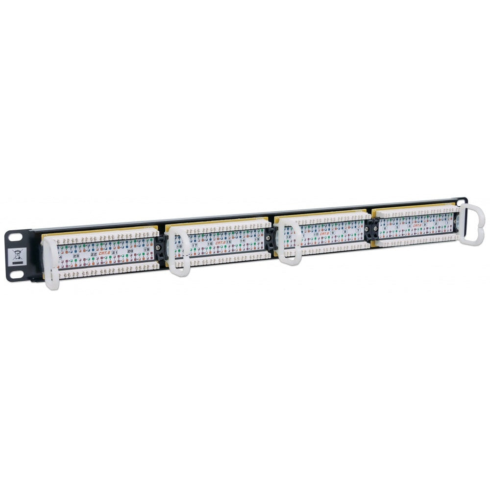 520959 PANEL DE PARCHEO CAT6 24 PUERTOS 1U; SOPORTA CABLE TRENZADO SÓLIDO Y MULTIFILAR DE CALIBRES 22 Y 26 AWG.