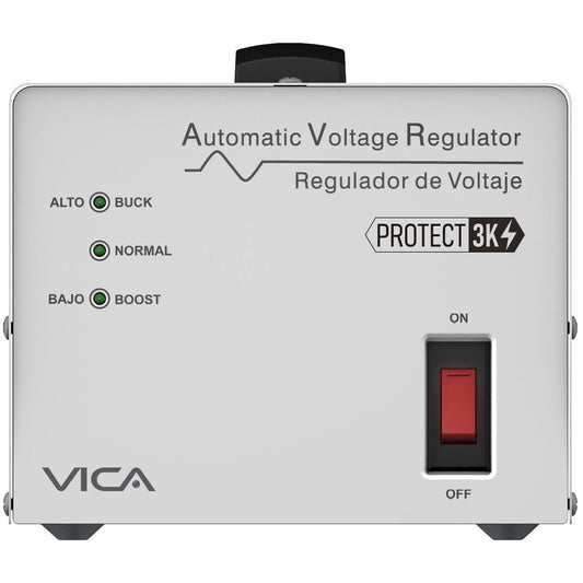 REGULADOR VICA PROTECT 3K 3000VA/ 1800W, VOLTAJE 120 VCA, 60HZ, 4 TOMAS PROTEGIDAS, 175 JOULES, INDICADORES LED, LINEA BLANCA