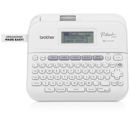 ROTULADOR BROTHER P-TOUCH PTD410, TRANSFERENCIA TÉRMICA, USB, TECLADO QWERTY, ADAPTADOR AC, IMPRIME ETIQUETAS LAMINADAS DE HASTA 18 MM DE ANCHO