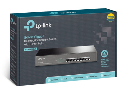 SWITCH GIGABIT TP-LINK NO ADMINISTRABLE POE (TL-SG1008MP) , NEGRO, 126W, 8 PUERTOS