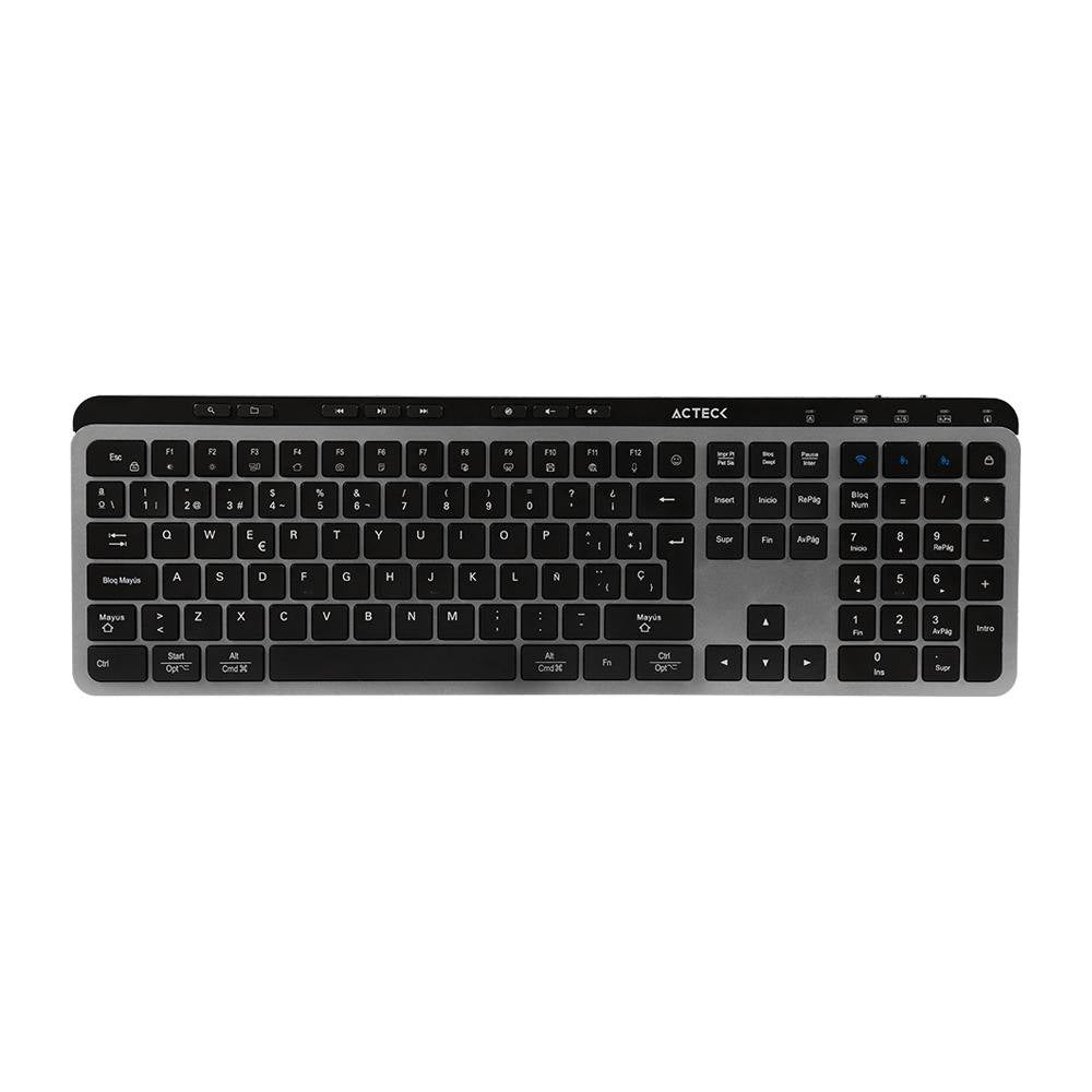 TECLADO INALÁMBRICO 2.4HZ INSPIRE KREA TI755 ACTECK ELITE SERIES TECLADO INALÁMBRICO DONGLE 2.4MHZ, RANGO 10M, BLUETOOTH 5.1, USB A- USB C, 3 DISPOSITIVOS