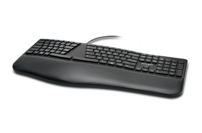 TECLADO ERGONÓMICO PRO FIT KENSINGTON CON ESCRITURA SILENCIONSA; TECLAS DE ACCESOS DIRECTOS; DIVIDIDO CON INCLINACIÓN INVERSA AJUSTABLE USB-A,1.80MTS.