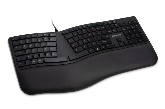 TECLADO ERGONÓMICO PRO FIT KENSINGTON CON ESCRITURA SILENCIONSA; TECLAS DE ACCESOS DIRECTOS; DIVIDIDO CON INCLINACIÓN INVERSA AJUSTABLE USB-A,1.80MTS.