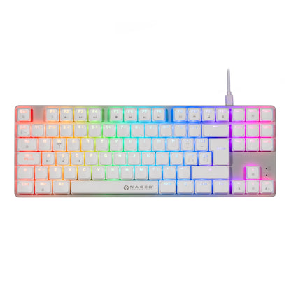 NACEB TECLADO MECANICO TKL GAMER LOW PROFILE RGB 80% K1009 87 TECLAS FULL BLANCAS