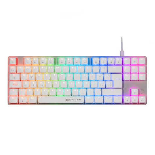 NACEB TECLADO MECANICO TKL GAMER LOW PROFILE RGB 80% K1009 87 TECLAS FULL BLANCAS