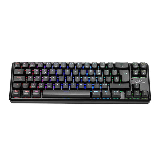 YEYIAN TKL TECLADO GAMER AKIL S 3500 SWITCH ROJO, 69 TECLAS, INTERRUPTOR CAMBIO, ANTI GHOSTING N-KEY R, LED RGB ARCOIRIS 18 EFECT, IP42  YTM-28209R