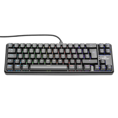 YEYIAN, TECLADO GAMER AKIL S3500, SWITCH AZUL, 69 TECLAS,  ANTI GHOSTING Y N-KEY, LED RGB DE ARCOIRIS, 18 EFECTOS, IP42, USB, BATERIA INT YTM-28210B