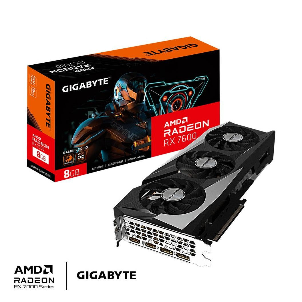 TARJETA DE VIDEO GIGABYTE AMD RADEON RX 7600 GAMING OC 8G, 8GB 128 BITS GDDR6, PCI EXPRESS 4.0