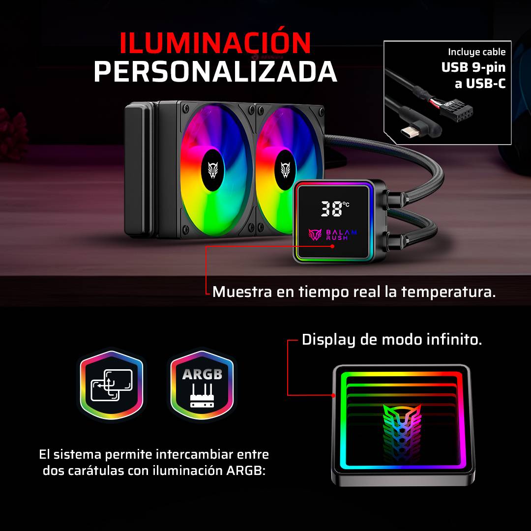 ENFRIAMIENTO LIQUIDO  BAMLAM RUSH CRYO PRISM 240 BLACK  SISTEMA DE ENFRIAMIENTO DE AIRE