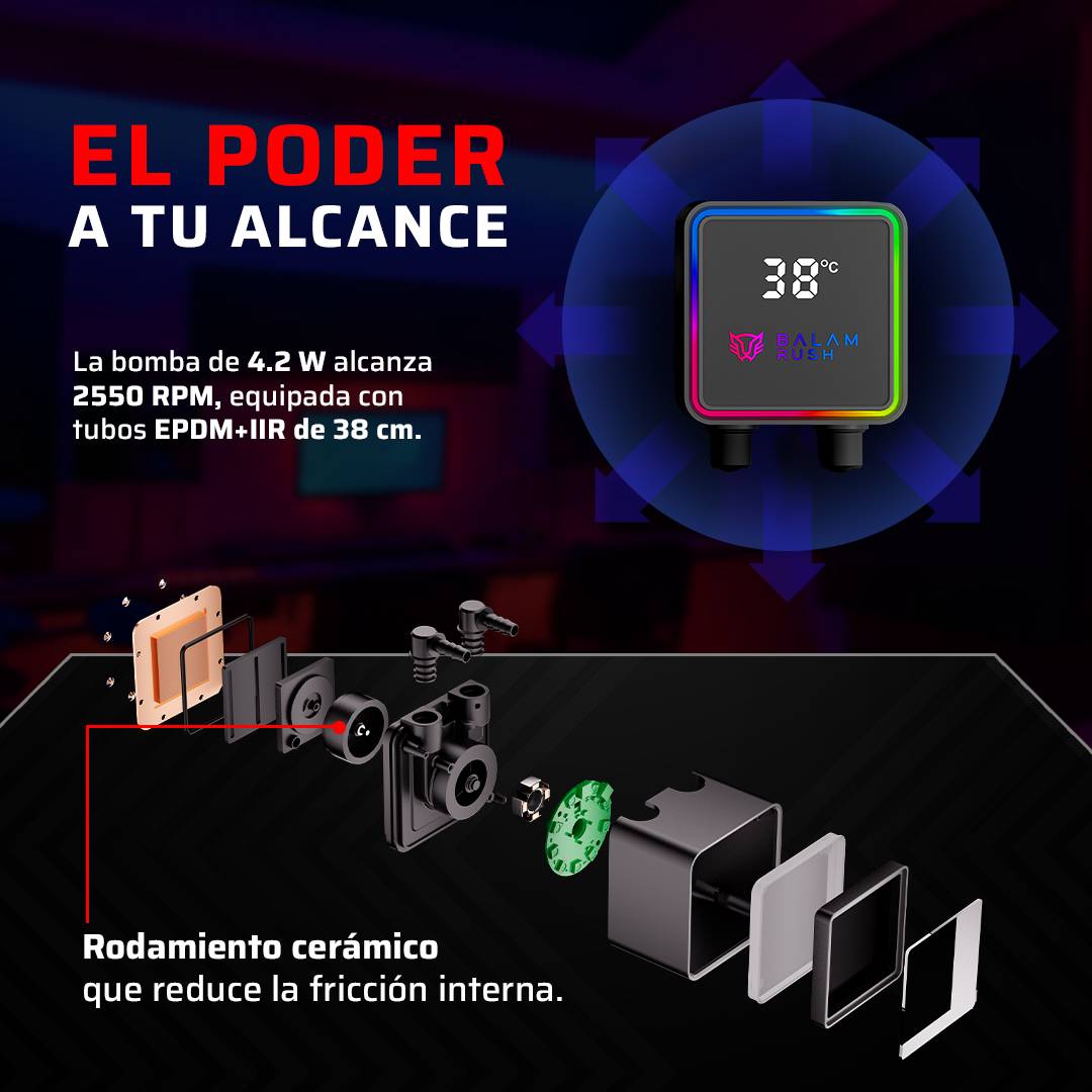 ENFRIAMIENTO LIQUIDO  BAMLAM RUSH CRYO PRISM 240 BLACK  SISTEMA DE ENFRIAMIENTO DE AIRE